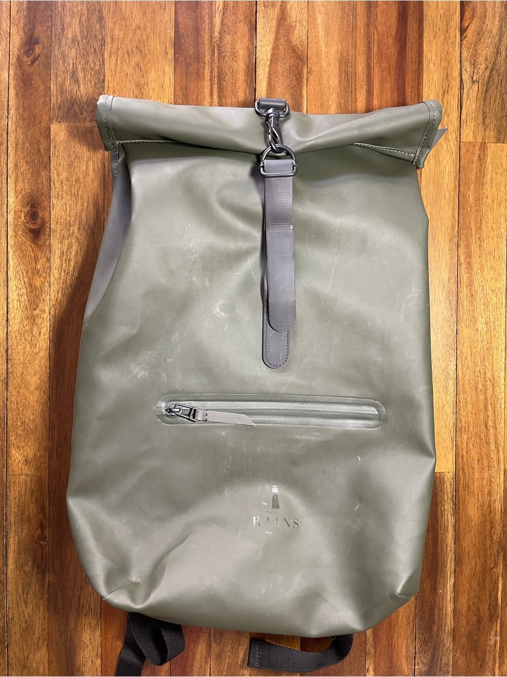 RAINS rolltop Rucksack green - Picture 4 of 16